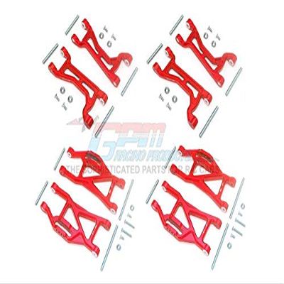 GPM For Traxxas 1/10 Maxx 4WD Monster Truck Upgrade Parts Aluminum Full Suspension Arm Set (Front + Rear & Upper + Lower Arms) - 56Pc Set Red