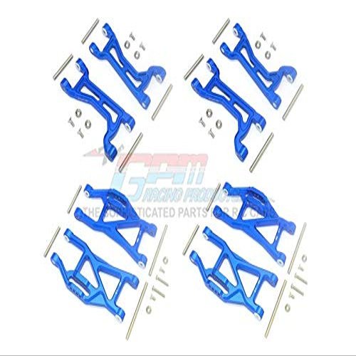 GPM For Traxxas 1/10 Maxx 4WD Monster Truck Upgrade Parts Aluminum Full Suspension Arm Set (Front + Rear & Upper + Lower Arms) - 56Pc Set Blue