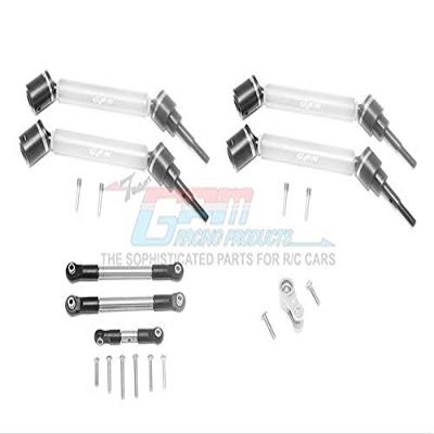 GPM For Traxxas 1/10 Maxx 4WD Monster Truck Upgrade Parts Stainless Steel Tie Rod + 25T Servo Horn & Steel+Aluminum Front + Rear Adjustable Cvd Drive Shaft - 20Pc Set Silver