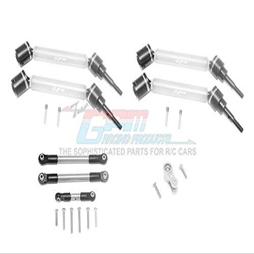 GPM For Traxxas 1/10 Maxx 4WD Monster Truck Upgrade Parts Stainless Steel Tie Rod + 25T Servo Horn & Steel+Aluminum Front + Rear Adjustable Cvd Drive Shaft - 20Pc Set Silver