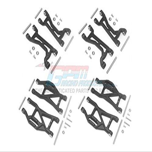 GPM For Traxxas 1/10 Maxx 4WD Monster Truck Upgrade Parts Aluminum Full Suspension Arm Set (Front + Rear & Upper + Lower Arms) - 56Pc Set Black