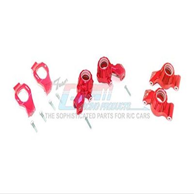 Aluminum Front C-Hubs + Front & Rear Knuckle Arms For Traxxas 1:10 4WD MAXX 89076-4 / 4WD MAXX with WideMAXX 89086-4/1:8 4WD Maxx Slash 6S 102076-4 Upgrades - Red