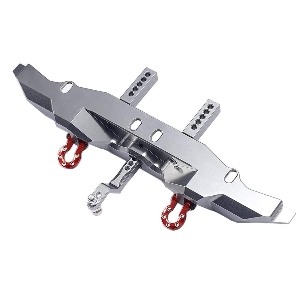 RZXYL Aluminum Rear Bumper with Trailer Hitch for 1/10 Traxxas TRX4 RC Crawler Upgrade Parts (Titanium)