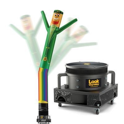 LookOurWay Air Dancers Wacky Waving Inflatable Tube Man Set - 20 Feet Tall Inflatable Dancing Man with Blower for Business Advertising - St. Patrick's Day Theme - Leprechaun