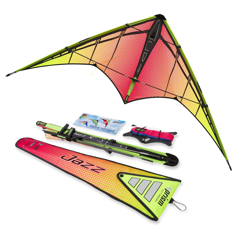Jazz 2.0 Dual-line Sport Kite, Infrared, Ready to Fly with Flying Lines, Wrist Straps, Winder, Instructions, and Storage Bag