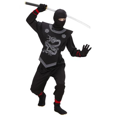 74526 - Kinder Kostm Ninja, Anzug und Maske, Gre 128-116