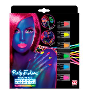 WIDMANN 09602 Set of 6 UV Makeup pens, Colourful, standard size