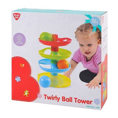 Play Ball Tower Toy, Colourful Twirly Ball Tower, 7 Pieces