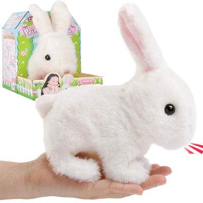 Liberty Imports Plush Bunny Rabbit Pet Electronic Toy - Walking, Hopping, Wiggle Ears, Twitch Nose, Sounds for Kids