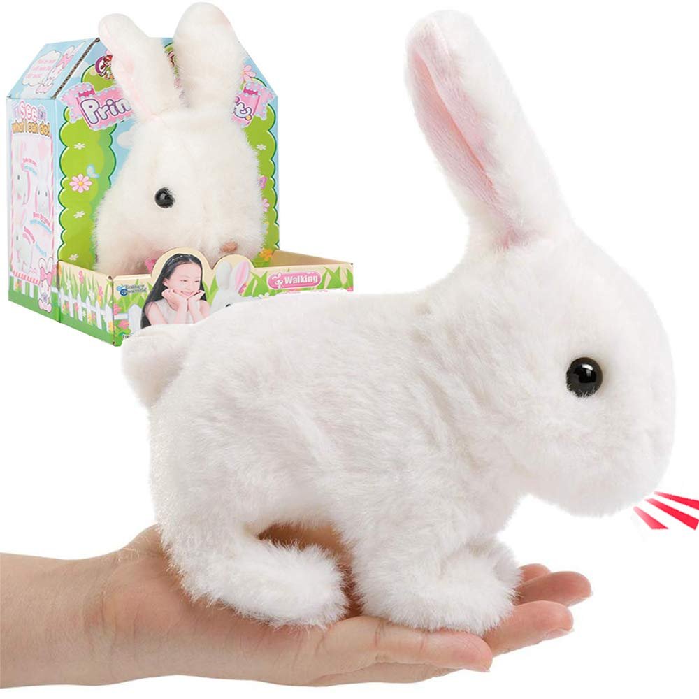 Liberty Imports Plush Bunny Rabbit Pet Electronic Toy - Walking, Hopping, Wiggle Ears, Twitch Nose, Sounds for Kids