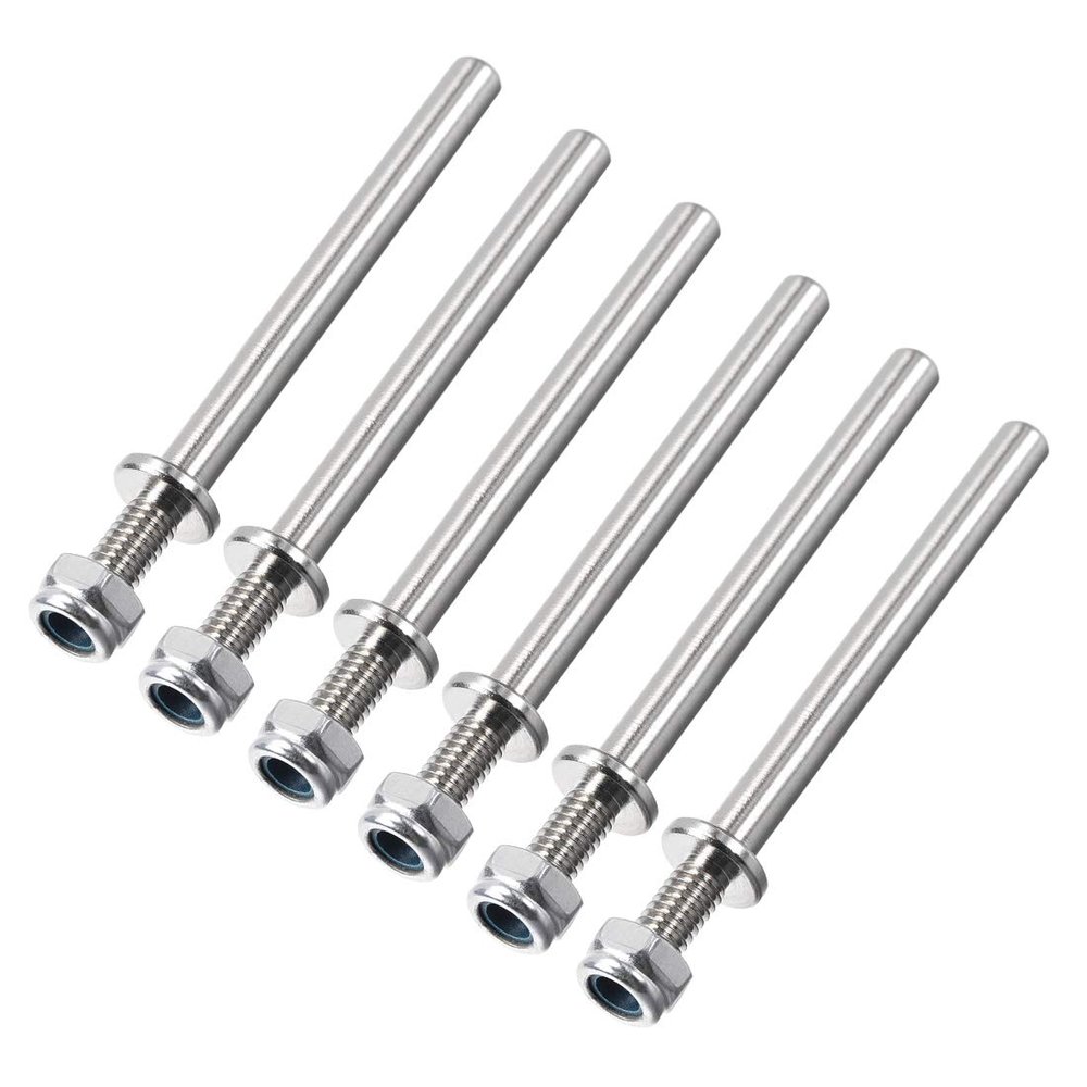 uxcell 15/64 Inch Diameter x 2.3 Inch Length Landing Gear Steel Axle Shaft Drive Axle with Nuts for RC Airplane - 6PCS