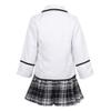 Aislor Girls' Kids Japanese Anime School Uniform British Style Costume Coat with Shirt Tie Mini Plaid Skirt Set White 12-14 Years view 4