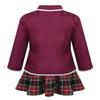 Aislor Girls' Kids Japanese Anime School Uniform British Style Costume Coat with Shirt Tie Mini Plaid Skirt Set Burgundy 5-6X view 4