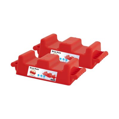 Superio Sand Castle Building Kit, Sandbox Beach Sand Toys for Adults and Kids Snow Brick Maker, Igloo Fort Crenellated Block Form, Outdoor Winter Snow Toys (Red, 2)