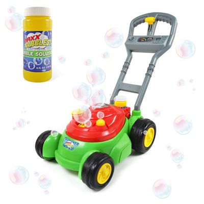 Maxx Bubbles Deluxe Bubble Lawn Mower Toy Includes 4oz Bubble Solution | Outdoor Bubble Machine for Kids | Easy to Use, No Batteries Required | Amazon Exclusive, Red Sunny Days Entertainmen