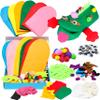 WATINC 6Pcs Hand Puppet Making Kit, Art Craft Felt Sock Puppet Toys, Creative DIY Make Your Own Pompoms Wiggle Googly Eyes Storytelling Role Play Party Supplies Gift for Girls Boys (Animals) view 1