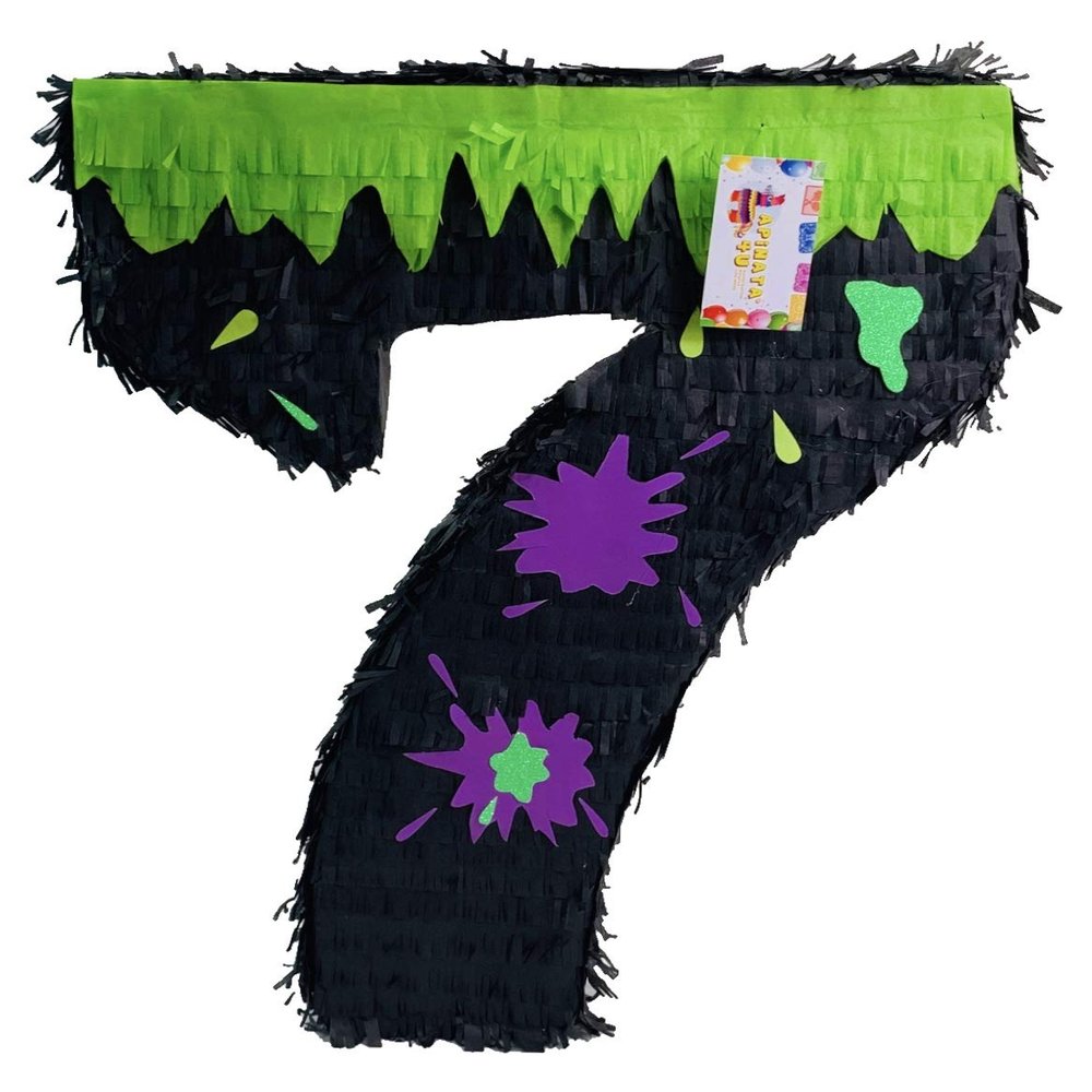 20" Large Number Seven Slime Pinata Slime Themed Birthday Party Decoration Slime Birthday Supplies Seventh Birthday