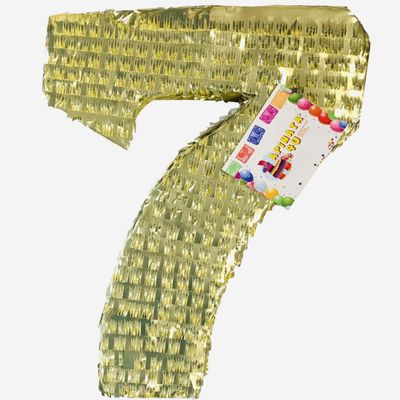 APINATA4U Number Seven Pinata Gold Color Seventh Birthday Party Supplies Decorations 7th