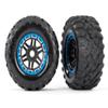 Traxxas 8972A Tires & Wheels, Black, Blue Beadlock Style, Maxx Mt Tires (2) 17mm view 1
