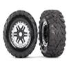 Traxxas 8972X Tires & Wheels, Black, Satin Chrome Beadlock Style, Maxx Mt Tires view 1