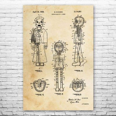 Ventriloquist Dummy Poster Print, Ventriloquism Gifts, Puppet Art Print, Comedian Gift, Vintage Puppet, Puppet Wall Art Vintage Paper (24 inch x 36 inch)