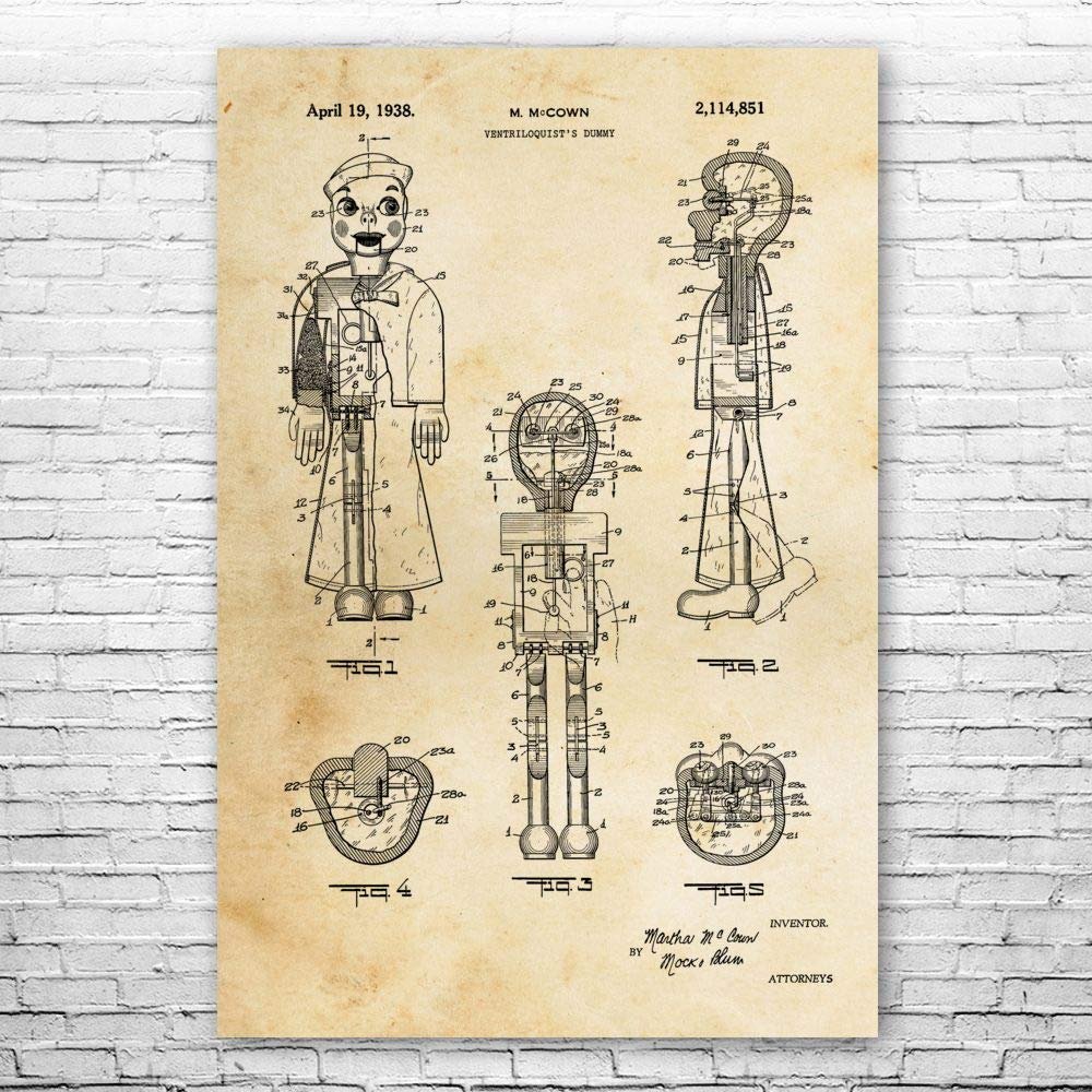 Ventriloquist Dummy Poster Print, Ventriloquism Gifts, Puppet Art Print, Comedian Gift, Vintage Puppet, Puppet Wall Art Vintage Paper (24 inch x 36 inch)