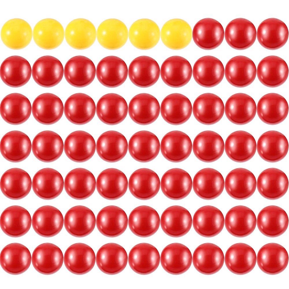 Gejoy 63 Pieces Game Replacement Marbles 3 Set Game Replacement Balls Compatible with Hungry Hippos, 57 Red and 6 Yellow Balls