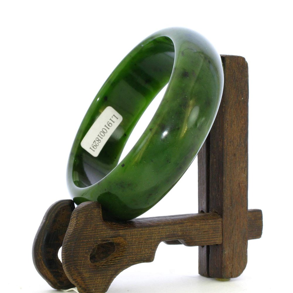 2.3" China Certified Nature Hetian Nephrite Jade Women's Green Bangle Bracelet 8291