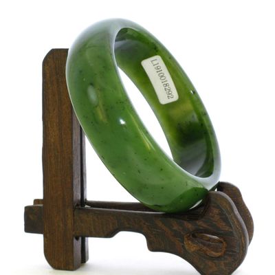 2.3" China Certified Nature Hetian Nephrite Jade Women's Green Bangle Bracelet 8292