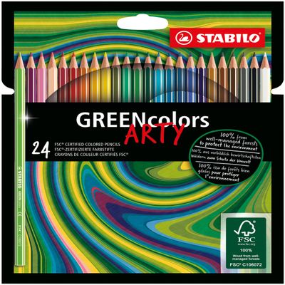 STABILO Eco-Friendly Colouring Pencil GREENcolors ARTY - Pack of 24 - Assorted Colors