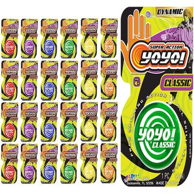 JA-RU Classic Yoyo for Kids (24 Pack Assorted Colors)  Responsive Yoyo for Beginners, Bulk Party Favors, Classroom Prizes, Gifts & Goodie Bag Stuffers. 1986-24p