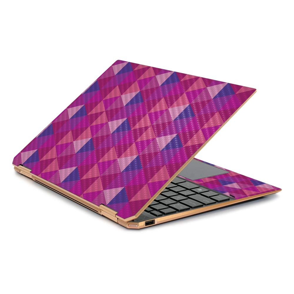MightySkins Carbon Fiber Skin for HP Spectre X360 13.3" Gem-Cut (2019) - Pink Kaleidoscope | Textured Carbon Fiber Finish | Easy to Apply, Remove, and Change Styles | Made in The USA