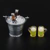 1 12 Doll House Accessories Miniature Ice Bucket with 2 Bottles and - for Dollhouse Kitchen Pub Bar Decor Scenes Making view 4