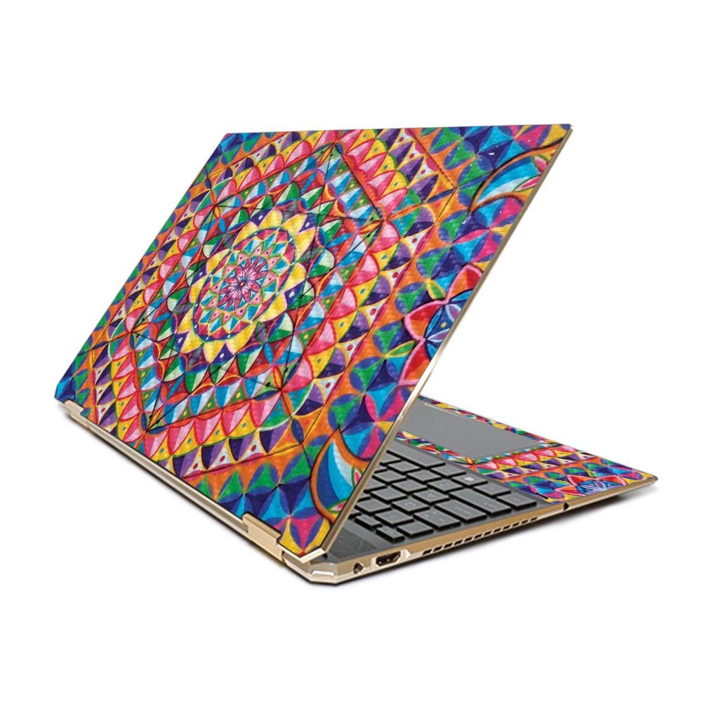 MightySkins Carbon Fiber Skin for HP Spectre X360 15.6" Gem-Cut (2019) - Rainbow Kaleidoscope | Textured Carbon Fiber Finish | Easy to Apply, Remove, and Change Styles | Made in The USA