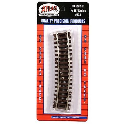 SP Whistle Stop ATM533 Ho Scale Code 83 Half Curve 18 in. Radius Track - 4 per Pack