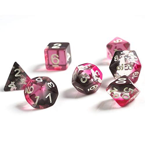 Sirius Dice SDZ000201 Translucent Pink44; Clear & Black - Set of 7