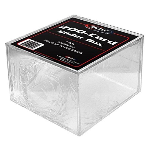 BCW 200 Card Slider Box | Premium Trading Card Storage | Sturdy, Stackable, Crystal-Clear Design for Magic The Gathering, Football, Basketball, Baseball Cards | Trading Card Case
