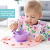 Bumkins Baby Bowl, Silicone Feeding Set with Suction for Baby and Toddler, Includes Spoon and Lid, First Feeding Set, Training Essentials for Baby Led Weaning for Babies 4 Months Up, Lavender view 3