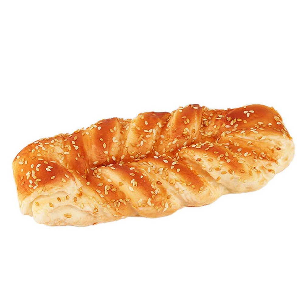 9.5 Inches PU Simulation Bread Cakes Model Fake Sesame Braid Bread 2 Pieces