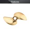 Fielect 2 Blades CCW Propeller for Ship Model Rc Boat Propeller Model Golden Brass Paddle 38mm Diameter 52mm Pitch 4mm Hole Dia view 3