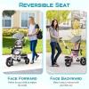 Costzon Tricycle, 5 in 1 Toddler Bike w/Foldable Push Handle, Rotatable Seat, EVA Wheel, Adjustable Canopy, Storage Basket & Bell, Trike for Kids 1-5 Years Old (Gray) view 4