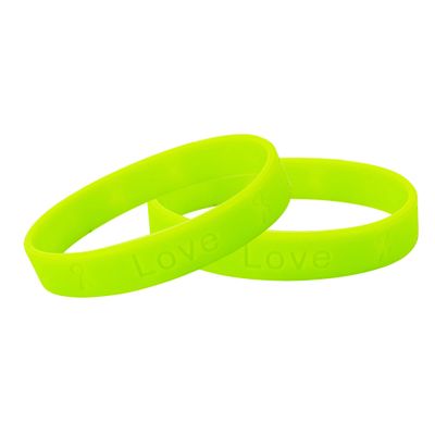 50 Pack Lime Green Non Hodgkins Lymphoma Awareness Bracelets - Lime Green Ribbon Cancer Awareness Silicone Bracelets for Adults