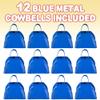 ArtCreativity 3 Inch Blue Metal Cowbell Noisemakers (Pack of 12) Loud Metal Cowbell Noise Makers Party Favors with Handles, Great for Football Games, Sporting Events, for Kids and Adults view 2
