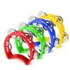 Flexzion Half Moon Musical Tambourine Set of 4, Red Yellow Blue Green, Double Row Metal Jingles Hand Held Percussion Drum with Ergonomic Handle Grip view 1