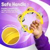 Flexzion Half Moon Musical Tambourine Set of 4, Red Yellow Blue Green, Double Row Metal Jingles Hand Held Percussion Drum with Ergonomic Handle Grip view 3