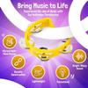 Flexzion Half Moon Musical Tambourine Set of 4, Red Yellow Blue Green, Double Row Metal Jingles Hand Held Percussion Drum with Ergonomic Handle Grip view 4