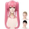 CaseEden Cosplay Wig, Fate/Grand Order FGO, Front of Tamago, Casfox Fate/Extra Long, Twin Tail with Hair Included, Pink, Pink, White Melce Wig Net, Set of 2 view 1
