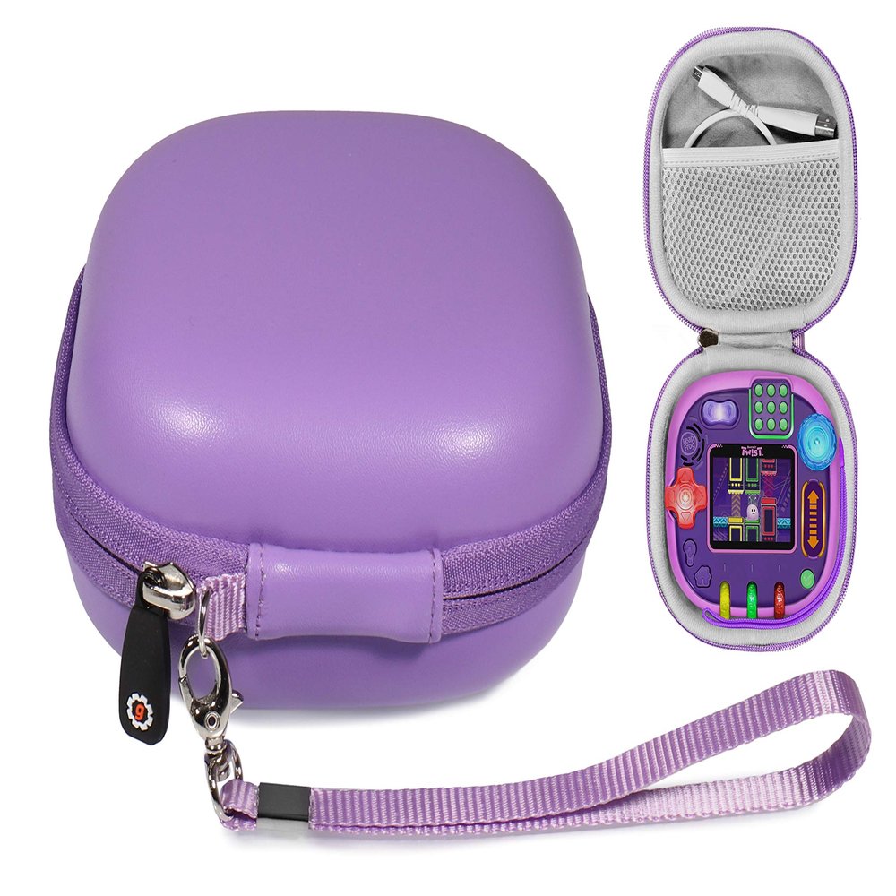 GETGEAR tailor made protective case for LeapFrog RockIt Twist Handheld Learning Game System, mesh pocket for cord and other accessories, finger strap (Purple)