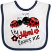 inktastic My Mimi Loves Me with Cute Ladybugs Baby Bib White and Navy 391f7 view 1