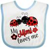 inktastic My Mimi Loves Me with Cute Ladybugs Baby Bib White and Blue 391f7 view 1